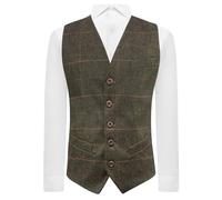 King & Priory Chaleco de lujo verde oliva con diseño de espiga, verde oliva, XL