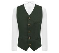 King & Priory Chaleco de tweed Donegal verde de lujo Hunter, verde, L