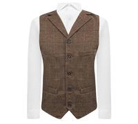 King & Priory - Chaleco - para hombre marrón Brown Tweed Medium