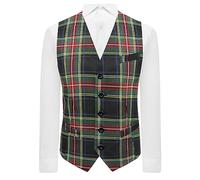 King & Priory Chaleco tradicional de tartán verde oscuro, escocés, Stewart, Multicolor, XL