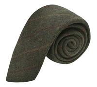 King & Priory Corbata con recuadros clásicos verde musgo