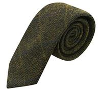 King & Priory Corbata de cuadros de espiga verde enebro para niños, tweed, verde, Talla única