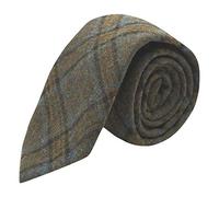 King & Priory Corbata de cuadros verde oliva y marrón, tweed, tartán, cuadros, verde, Taille unique