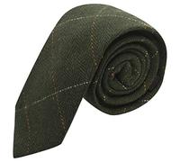 King & Priory Corbata de tela tweed en espiguilla verde del bosque