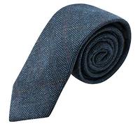 King & Priory Corbata de tweed azul vaquero de espiga de lujo, para hombre