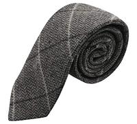 King & Priory Corbata de tweed de lujo gris grafito a cuadros, gris, Taille unique