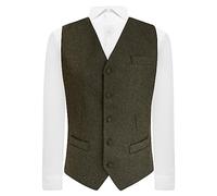 King & Priory Earth Green Donegal Tweed Chaleco