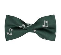 King & Priory Pajarita bordada en espiga verde oscuro con nota musical