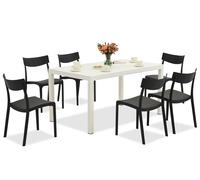 King/Provence conjunto de muebles de jardín blanco y antracita para 6 personas Bica