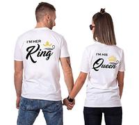 King Queen Camisetas Parejas Camisetas Rey Reina T-Shirts para Hombres y Mujer Manga Corta Couples T-Shirt Parejas Regalos Negro Blanco Gris 1 Pieza