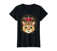 King/Queen Cat, Gatito, Princesa, Piel de Mascota, Amante de los Gatos Camiseta gráfica económica, Mujer, Negro, S