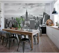 New York Papel Pintado 368x254 CM Negro Horizonte Foto Pared Mural + Adhesivo