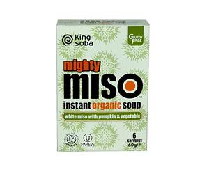 King Soba - Mighty Miso - White Miso with Pumpkin & Vegetable Instant Organic Soup - 60g (Case of 10)