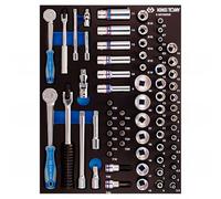 KING TONY 95570MRE Módulo espuma + PP 70 piezas Vasos 1/4" y 3/8" y accesorios para profesionales y aficionados al bricolaje para trabajos precisos y montaje con diseño cuidadosamente seleccionado