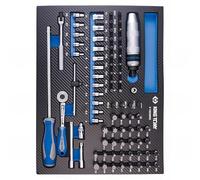 King Tony 97582MRE - Módulo de espuma + enchufes PP 1/4 pulgadas Y accesorios para bricolaje y profesionales, construido para tareas de reparación e instalación, 82 piezas