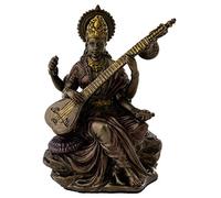 King Tut's Secret Top Collection Mini 3.125 pulgadas Saraswati - Diosa hindú de conocimiento, música, arte y sabiduría. Polvo de bronce mezclado con resina, acabado en bronce con detalles de color.
