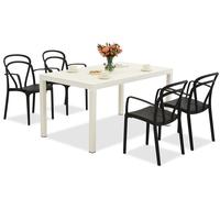King/Vague Conjunto de muebles de jardín blanco y antracita para 4 personas Bica