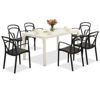 King/Vague Conjunto de muebles de jardín blanco y antracita para 6 personas Bica