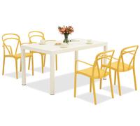 King/Vague conjunto de muebles de jardín blanco y naranja para 4 personas Bica