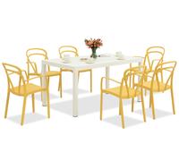 King/Vague conjunto de muebles de jardín blanco y naranja para 6 personas Bica