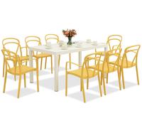 King/Vague conjunto de muebles de jardín blanco y naranja para 8 personas Bica