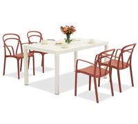 King/Vague conjunto de muebles de jardín blanco y rojo para 4 personas Bica
