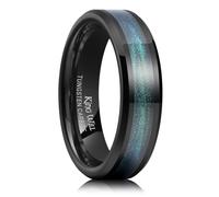 King Will Alianza de boda de carburo de tungsteno para hombre, 8 mm, incrustaciones negras de alto pulido, azul, verde, rojo, arena, mar, desierto, estrella, para uso diario, ajuste cómodo, Carburo de