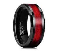 King Will Alianza de boda de carburo de tungsteno para hombre, 8 mm, incrustaciones negras de alto pulido, azul, verde, rojo, arena, mar, desierto, estrella, para uso diario, ajuste cómodo, Q 1/2