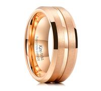 King Will Alianza de boda de carburo de tungsteno para hombres y mujeres, oro rosa de 6 mm con centro ranurado, anillo de boda adecuado para el trabajo, gimnasio, ajuste cómodo, P 1/2 (8)