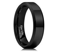 King Will Anillo de boda de carburo de tungsteno de 6 mm, 7 mm, 8 mm, ajuste cómodo, bordes biselados, bordes escalonados, Size 12, Carburo de tungsteno, Sin piedra preciosa