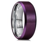 King Will Anillo de boda de carburo de tungsteno de 6 mm, 7 mm, 8 mm, ajuste cómodo, bordes biselados, bordes escalonados, T 1/2, Carburo de tungsteno, Sin piedra preciosa