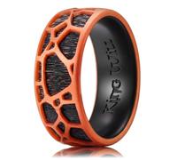 King Will Anillo de boda de silicona para hombre de 8 mm, banda de silicona negra con interior de galaxia, patrón de X grande de doble capa, cómodo anillo flexible para uso diario, P 1/2, Silicona