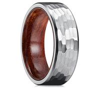 King Will Anillo de boda de titanio para hombre, 7-8 mm, anillo de titanio negro/plateado/dorado con incrustaciones de madera de koa/arce, anillo de boda de madera para hombres y mujeres, ajuste