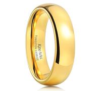 King Will - Anillo de boda de tungsteno bañado en oro de 24 k (6 mm, pulido, comodidad de ajuste, curvado) Glory