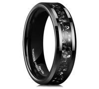 King Will Anillo de boda para hombre de carburo de tungsteno negro y plateado de 6 mm y 8 mm con incrustaciones de fragmentos de láminas azules, rojas, doradas, moradas, borde biselado, R 1/2(59.53mm