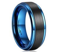 King Will Anillo de boda para hombre Duo 6mm 7mm 8mm 10mm, plata/oro/negro/oro rosa/azul chapado, dos tonos, carburo de tungsteno, unisex, para mujer, S 1/2(60.8mm), Carburo de tungsteno, Sin piedras