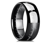 King Will Anillo de carburo de tungsteno de 8 mm para hombres, negro, un anillo para hombres, anillos de poder mágico, ajuste cómodo, pulido profundo, T 1/2(62.08mm), Metal, Sin piedras preciosas