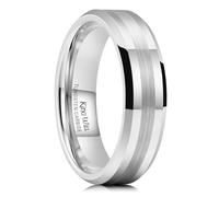 King Will Anillo de carburo de tungsteno plateado y dorado de 8 mm para hombre, alianza de boda con acabado pulido cepillado mate, N 1/2, Carburo de tungsteno, Sin piedra preciosa