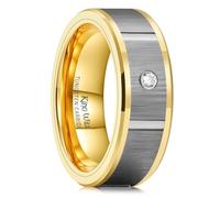King Will Anillo de carburo de tungsteno plomizo, anillo de boda para hombre de 8 mm con incrustaciones de piedras de circonita cúbica, acabado pulido, ajuste cómodo, ideal para el uso diario, Q 1/2