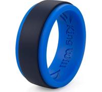 King Will Anillo de silicona para hombre de 8 mm, diseño de borde escalonado de doble color, negro/gris/rojo/morado, ajuste cómodo, anillo de boda de goma para hombre, talla N 1/2 (7), P 1/2(56.97mm