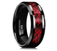 King Will Anillo de tungsteno celta de dragón para hombre, 5/6/7/8 mm de ancho, borde biselado pulido, ajuste cómodo, carburo de boda, anillos de promesa de talla 4-16, 14, Metal, Sin piedra preciosa
