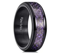 King Will Anillo giratorio de dragón celta negro, anillo de acero inoxidable, con incrustaciones de fibra de carbono azul/rojo, anillo de ansiedad de 8 mm, Acero inoxidable, Sin piedras preciosas