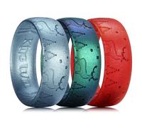 King Will Anillos de boda de silicona para hombre, 6,6 mm de ancho, 1,8 mm de grosor, patrón láser, color metálico, diseño transpirable, ajuste cómodo, tamaño P½ - Z+1, 11, Silicona, Sin piedra