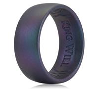King Will Anillos de boda de silicona para hombre, 6,6 mm de ancho, 1,8 mm de grosor, varios colores, diseño transpirable, ajuste cómodo, tallas 7-13, X 1/2 (12), Silicona, Sin piedra preciosa