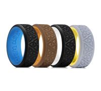 King Will Anillos de boda de silicona para hombre, paquete de 4 anillos de boda de goma con patrón de nudo celta, 8 mm de ancho y 2,2 mm de grosor, ajuste cómodo, R 1/2(59.53mm), Silicona, Sin piedras