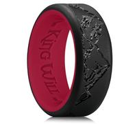 King Will Anillos de boda de silicona para hombre y mujer, patrón interno de corazón delgado, anillo de compromiso de goma negro/azul/azul menta/gris, 8 mm de ancho y 2,2 mm de grosor, 8, Silicona