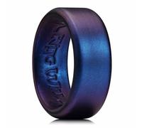 King Will Anillos de boda de silicona para hombre y mujer, patrón interno de corazón delgado, anillo de compromiso de goma negro/azul/azul menta/gris, 8 mm de ancho y 2,2 mm de grosor, T 1/2, Silicona