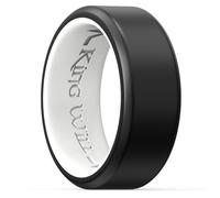 King Will Anillos de boda de silicona para hombres y mujeres, con patrón de corazón fino, negro, azul, azul menta/gris, anillo de compromiso de goma, 8 mm de ancho, 2,2 mm de grosor, V 1/2(64.64mm