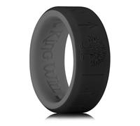 King Will Anillos de boda de silicona para hombres y mujeres, con patrón de corazón fino, negro, azul, azul menta/gris, anillo de compromiso de goma, 8 mm de ancho, 2,2 mm de grosor, Silicona, Sin