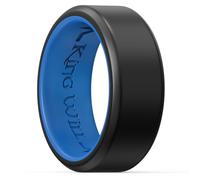 King Will Anillos de boda de silicona para hombres y mujeres, con patrón de corazón fino, negro, azul, azul menta/gris, anillo de compromiso de goma, 8 mm de ancho, 2,2 mm de grosor, V 1/2(64.64mm